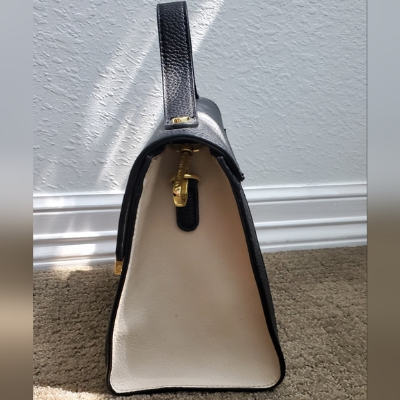 Steve Madden Purse Black White Crossbody Mini Satchel Small Faux Leather - Picture 4 of 7